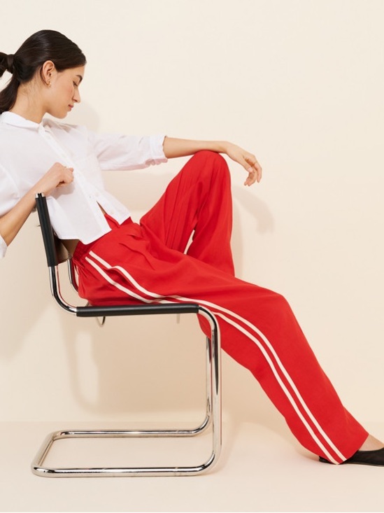 DONNI. Pants - Donni Linen Pleated Stripe Pants - Small